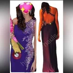 GORGEOUS Royal Purple One Shoulder Embellished Beaded Pageant Prom Gown Size 00